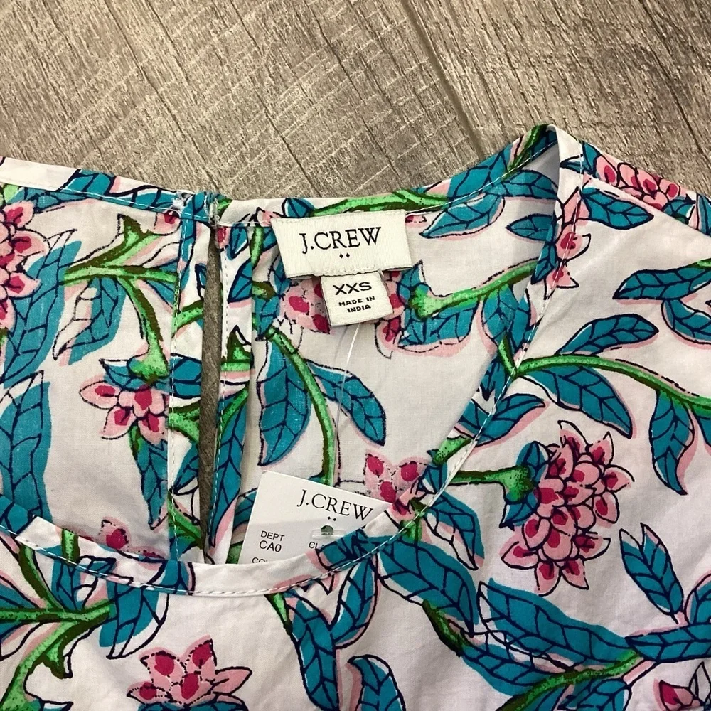 J. Crew Floral Puff Sleeve Blouse Size XXS NWT